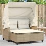 2-Sitzer-Gartensofa mit Kapuze und beigefarbenen PE-Rattanhockern von , Outdoor-Sofas - Ref: Foro24-365784, Preis: 287,75 €, ...