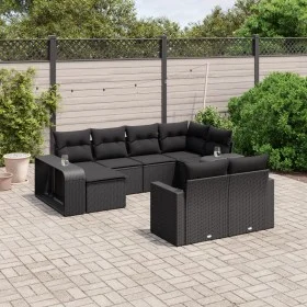 Gartensofa-Set 10-teilig mit schwarzen synthetischen Rattankissen von , Gartensets - Ref: Foro24-3228895, Preis: 577,48 €, Ra...