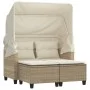 2-seater garden sofa with hood and beige PE rattan stools by , Outdoor sofas - Ref: Foro24-365784, Price: 324,13 €, Discount: %
