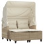 2-Sitzer-Gartensofa mit Kapuze und beigefarbenen PE-Rattanhockern von , Outdoor-Sofas - Ref: Foro24-365784, Preis: 287,75 €, ...