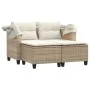 2-seater garden sofa with hood and beige PE rattan stools by , Outdoor sofas - Ref: Foro24-365784, Price: 324,13 €, Discount: %