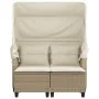 2-seater garden sofa with hood and beige PE rattan stools by , Outdoor sofas - Ref: Foro24-365784, Price: 324,13 €, Discount: %