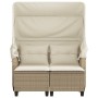 2-Sitzer-Gartensofa mit Kapuze und beigefarbenen PE-Rattanhockern von , Outdoor-Sofas - Ref: Foro24-365784, Preis: 287,75 €, ...