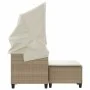 2-seater garden sofa with hood and beige PE rattan stools by , Outdoor sofas - Ref: Foro24-365784, Price: 324,13 €, Discount: %