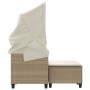 2-Sitzer-Gartensofa mit Kapuze und beigefarbenen PE-Rattanhockern von , Outdoor-Sofas - Ref: Foro24-365784, Preis: 287,75 €, ...