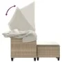 2-seater garden sofa with hood and beige PE rattan stools by , Outdoor sofas - Ref: Foro24-365784, Price: 324,13 €, Discount: %