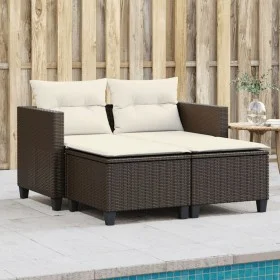2 seater garden sofa with brown synthetic rattan stools by , Outdoor sofas - Ref: Foro24-365792, Price: 268,33 €, Discount: %