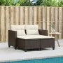 2 seater garden sofa with brown synthetic rattan stools by , Outdoor sofas - Ref: Foro24-365792, Price: 268,33 €, Discount: %