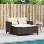 2-Sitzer-Gartensofa mit braunen synthetischen Rattanhockern von , Outdoor-Sofas - Ref: Foro24-365792, Preis: 257,80 €, Rabatt: %