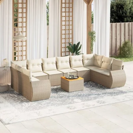 11-teiliges Gartensofa-Set mit beigen synthetischen Rattankissen von , Gartensets - Ref: Foro24-3257507, Preis: 790,65 €, Rab...