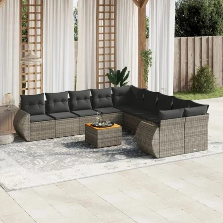 11-teilige Gartensofagarnitur und graue synthetische Rattankissen von , Gartensets - Ref: Foro24-3257530, Preis: 719,48 €, Ra...