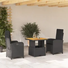 3-piece garden dining set with black synthetic rattan cushions by , Garden sets - Ref: Foro24-3277325, Price: 335,55 €, Disco...