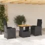 3-piece garden dining set with black synthetic rattan cushions by , Garden sets - Ref: Foro24-3277325, Price: 336,15 €, Disco...
