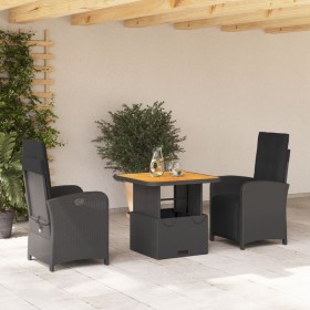 3-piece garden dining set with black synthetic rattan cushions by , Garden sets - Ref: Foro24-3277327, Price: 333,77 €, Disco...