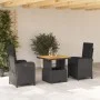3-piece garden dining set with black synthetic rattan cushions by , Garden sets - Ref: Foro24-3277327, Price: 347,29 €, Disco...