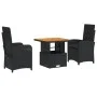 3-piece garden dining set with black synthetic rattan cushions by , Garden sets - Ref: Foro24-3277325, Price: 336,15 €, Disco...