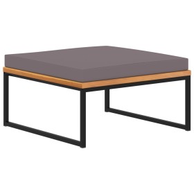 Reposapiés y cojín madera maciza acacia gris oscuro 66x66x36 cm de vidaXL, Otomanas - Ref: Foro24-46511, Precio: 73,52 €, Des...