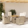 5-teiliges Garten-Essset mit beigen Kissen aus synthetischem Rattan von , Gartensets - Ref: Foro24-3277352, Preis: 646,30 €, ...