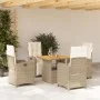 Set comedor de jardín 5 pzas con cojines ratán sintético beige de , Conjuntos de jardín - Ref: Foro24-3277352, Precio: 642,92...