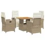 Set comedor de jardín 5 pzas con cojines ratán sintético beige de , Conjuntos de jardín - Ref: Foro24-3277352, Precio: 642,92...