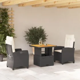 3-piece garden dining set with black synthetic rattan cushions by , Garden sets - Ref: Foro24-3277373, Price: 340,29 €, Disco...