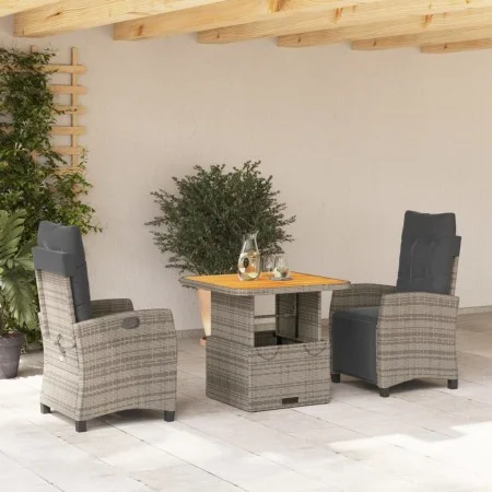 3-piece garden dining set with gray synthetic rattan cushions by , Garden sets - Ref: Foro24-3277399, Price: 431,00 €, Discou...