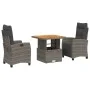 3-piece garden dining set with gray synthetic rattan cushions by , Garden sets - Ref: Foro24-3277399, Price: 431,00 €, Discou...