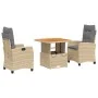 3-piece garden dining set with beige synthetic rattan cushions by , Garden sets - Ref: Foro24-3277421, Price: 400,32 €, Disco...