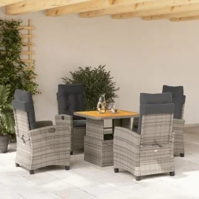 5-piece garden dining set with gray synthetic rattan cushions by , Garden sets - Ref: Foro24-3277400, Price: 726,46 €, Discou...