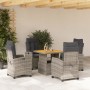 Set comedor de jardín 5 piezas con cojines ratán sintético gris de , Conjuntos de jardín - Ref: Foro24-3277400, Precio: 624,8...