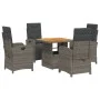 5-piece garden dining set with gray synthetic rattan cushions by , Garden sets - Ref: Foro24-3277400, Price: 726,46 €, Discou...