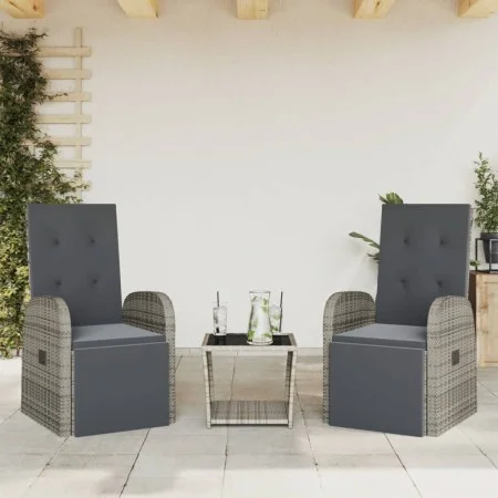 3-piece garden dining set with gray synthetic rattan cushions by , Garden sets - Ref: Foro24-3277608, Price: 331,58 €, Discou...