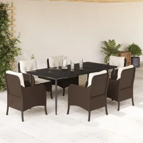 Set comedor de jardín 7 pzas con cojines ratán sintético marrón de , Conjuntos de jardín - Ref: Foro24-3211939, Precio: 773,2...