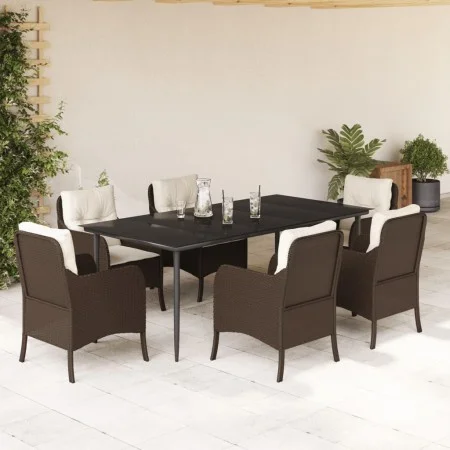 7-piece garden dining set with brown synthetic rattan cushions by , Garden sets - Ref: Foro24-3211939, Price: 781,35 €, Disco...