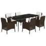 7-piece garden dining set with brown synthetic rattan cushions by , Garden sets - Ref: Foro24-3211939, Price: 815,39 €, Disco...