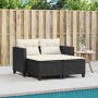 2 seater garden sofa with awning and black PE rattan stools by , Outdoor sofas - Ref: Foro24-365790, Price: 233,00 €, Discoun...