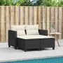 2-Sitzer-Gartensofa mit Markise und schwarzen PE-Rattanhockern von , Outdoor-Sofas - Ref: Foro24-365790, Preis: 244,95 €, Rab...