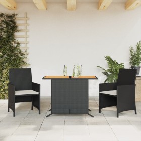 Table and chairs with cushions 3 pieces black synthetic rattan by , Garden sets - Ref: Foro24-365124, Price: 189,43 €, Discou...