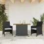 Mesita y sillas con cojines 3 piezas ratán sintético negro de , Conjuntos de jardín - Ref: Foro24-365124, Precio: 186,55 €, D...