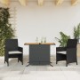 Table and chairs with cushions 3 pieces black synthetic rattan by , Garden sets - Ref: Foro24-365124, Price: 189,43 €, Discou...
