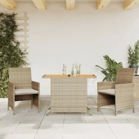 Garden chairs and table 3 pieces synthetic rattan beige cushion by , Garden sets - Ref: Foro24-365126, Price: 199,30 €, Disco...