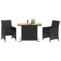 Tisch und Stühle mit Kissen, 3 Stück, schwarzes synthetisches Rattan von , Gartensets - Ref: Foro24-365124, Preis: 189,43 €, ...