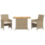 Garden chairs and table 3 pieces synthetic rattan beige cushion by , Garden sets - Ref: Foro24-365126, Price: 196,70 €, Disco...