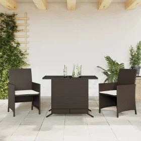 Garden chairs and table with cushions 3 pieces brown PE rattan by , Garden sets - Ref: Foro24-365118, Price: 194,58 €, Discou...