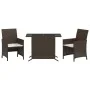 Garden chairs and table with cushions 3 pieces brown PE rattan by , Garden sets - Ref: Foro24-365118, Price: 198,59 €, Discou...
