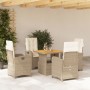 5-piece garden dining set with beige synthetic rattan cushions by , Garden sets - Ref: Foro24-3277350, Price: 545,03 €, Disco...