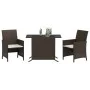 Garden chairs and table with cushions 3 pieces brown PE rattan by , Garden sets - Ref: Foro24-365118, Price: 198,59 €, Discou...