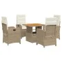 5-piece garden dining set with beige synthetic rattan cushions by , Garden sets - Ref: Foro24-3277350, Price: 614,05 €, Disco...