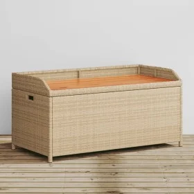 Bench with storage acacia PE rattan beige mix 100x50x52 cm by , garden benches - Ref: Foro24-365951, Price: 153,08 €, Discoun...