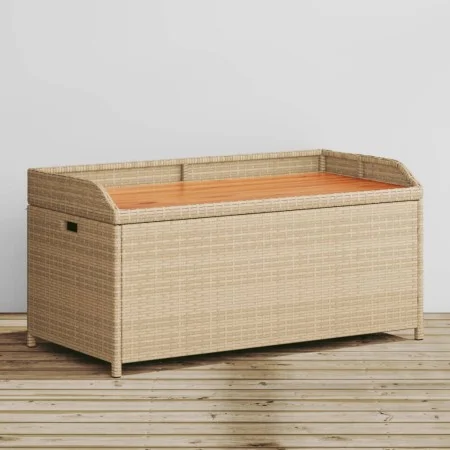 Bench with storage acacia PE rattan beige mix 100x50x52 cm by , garden benches - Ref: Foro24-365951, Price: 153,08 €, Discoun...